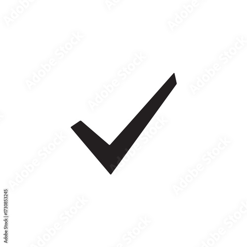 Bold, solid black check mark or tick icon, signifying correctness, completion, approval, success, and agreement in a clear, modern vector design.