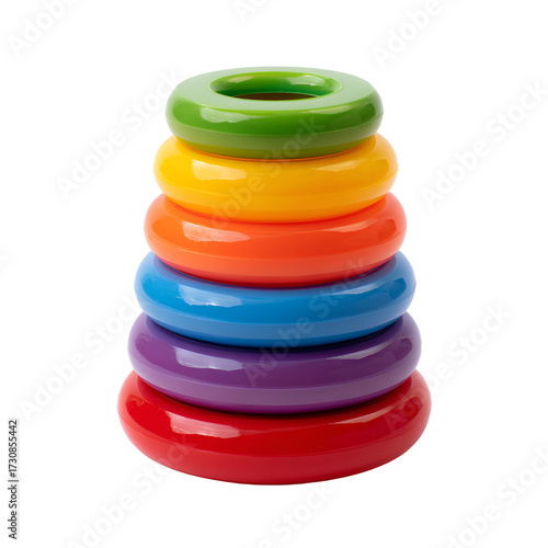 Wallpaper Mural Stackable Baby Rings Toy in Bright Rainbow Colors Isolated Torontodigital.ca