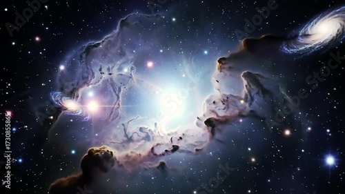 Stunning Cosmic Nebula and Galaxy in Deep Space Exploration.