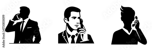 Modern Minimalist Man with Half-Body View Calling Teammate Icon, Flat Silhouette of a Sport Player Vector for Teamwork Illustration Design