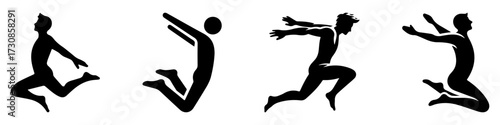 Modern Minimalist Men Jumping Into Pool Icon, Flat Silhouette of a Sport Athlete Vector for Aquatic Illustration Design