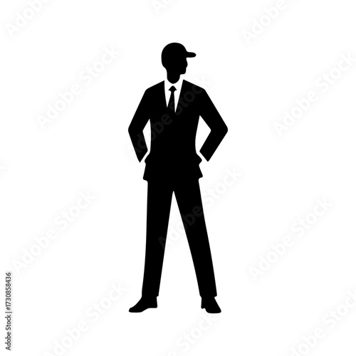 Modern Minimalist Men Coaching Baseball Icon, Flat Silhouette of a Team Training Vector for Athletic Illustration Design