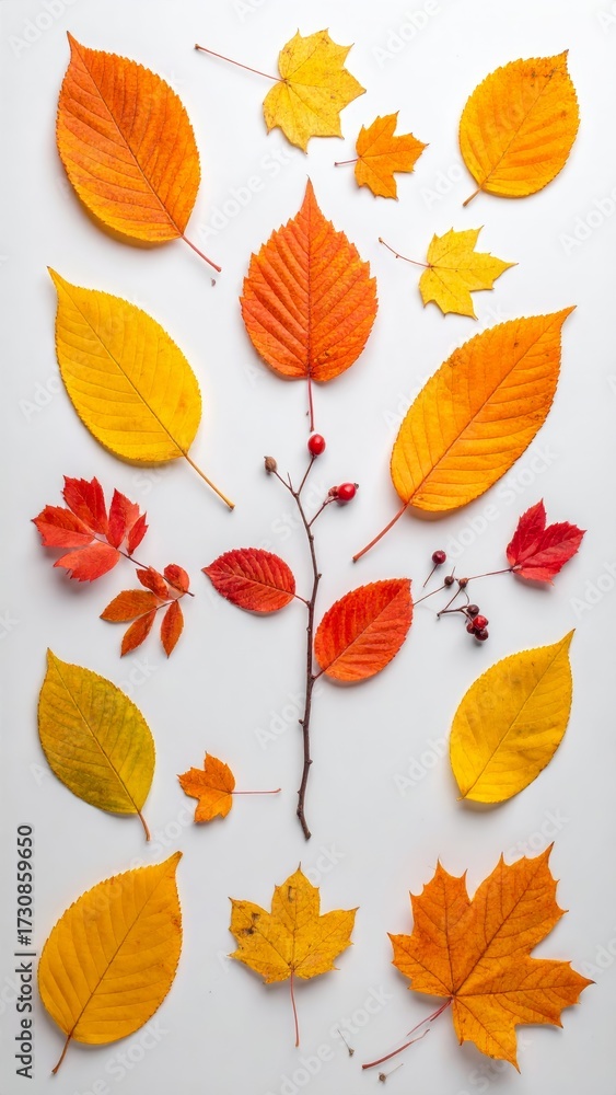 Obraz premium Creative season layout of colorful autumn leaves and branches