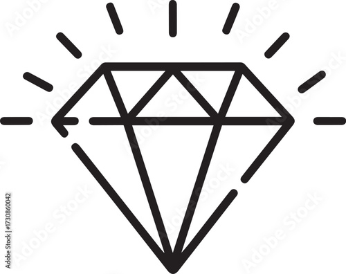 Simple Diamond Icon with Sparkles