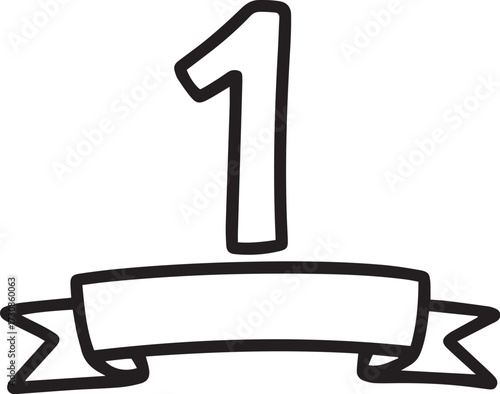 Simple Number 1 with Ribbon Icon