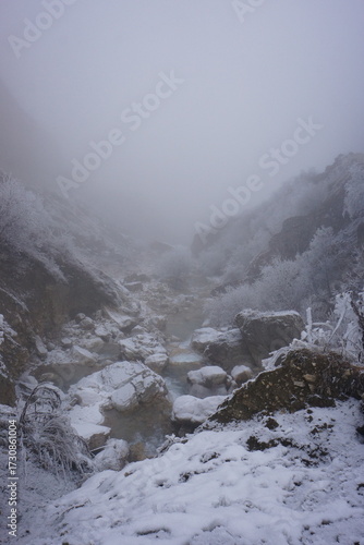 Wallpaper Mural Snowy Mountains of Azerbaijan with Morning Fog Torontodigital.ca
