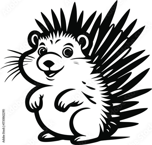 Stylized porcupine with exaggerated spines, bold cartoon style 2