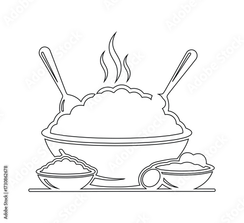 Illustration of a bowl of mashed potatoes