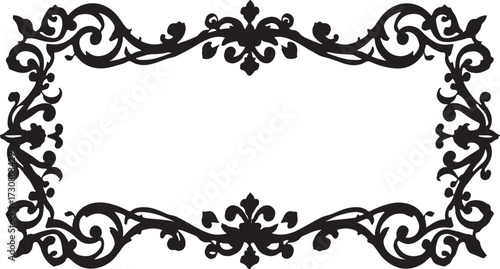 vintage floral corner ornaments. Elegant baroque frame decorations in black vector for invitations, borders, design, and décor art