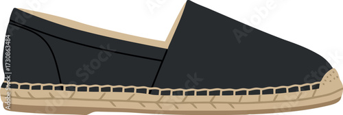 Elegant black espadrille flat shoe summer fashion casual footwear vector