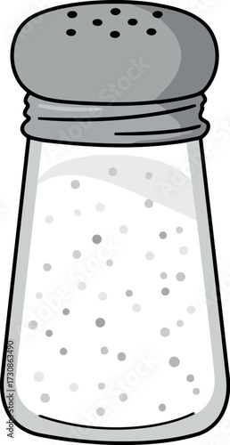 Hand drawn salt shaker seasoning spice kitchen food ingredient vector