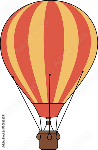 Vibrant hot air balloon adventure sunset orange yellow stripes vector