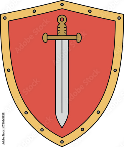 Medieval knight shield sword heraldry emblem symbol armor vector