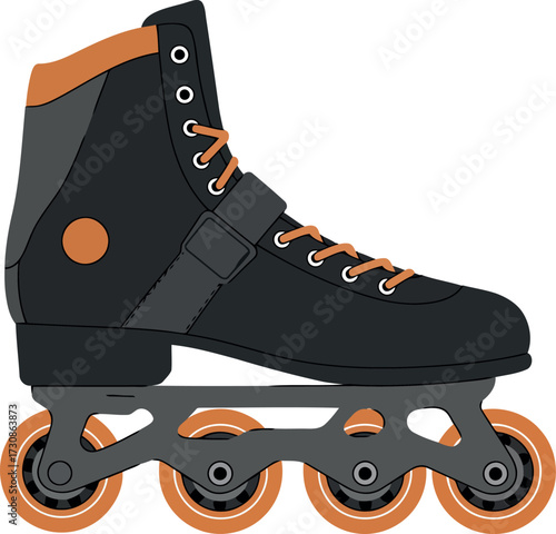 Urban inline skates orange laces speed sport gear vector
