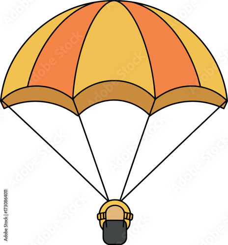 Bright parachute skydiving adventure aerial descent icon vector