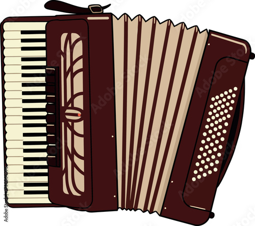 Vintage accordion musical instrument folk music entertainment vector