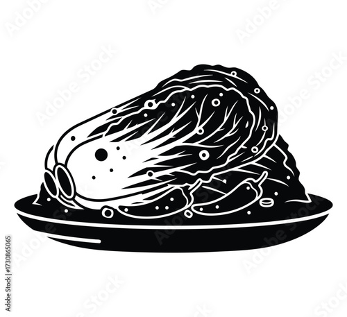 Kimchi on a plate, a traditional korean dish