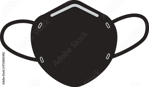 Sleek black n95 mask protection against pollution and viruses vector