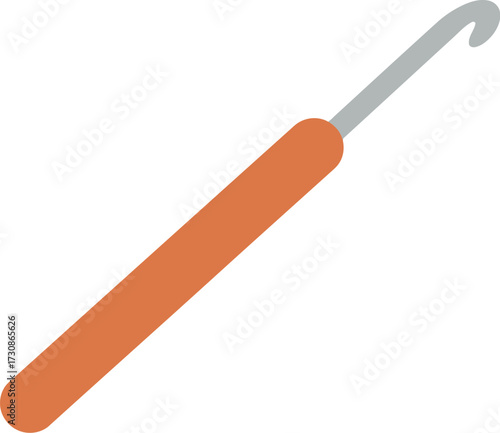 Orange crochet hook crafting tool handmade hobby supplies vector