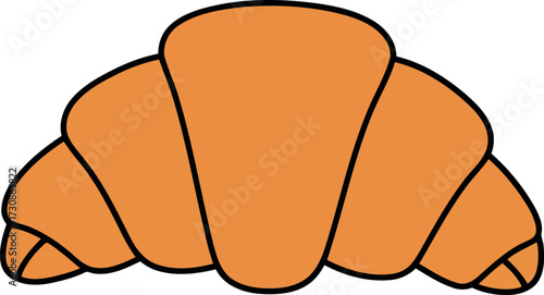 Golden croissant illustration breakfast pastry french bakery food icon vector