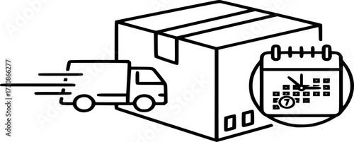 Shipment delivery line icon. logistic box with a calendar time symbol vector