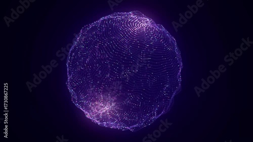 Technology blue sphere with connecting dots and lines. Digital abstract network structure. 3D rendering.