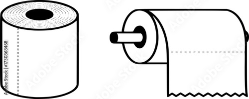Paper towels flat icon. Rolled paper towel for toilet and kitchen symbol line and solid vector