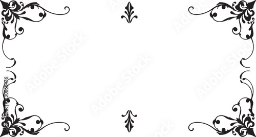 vintage floral corner ornaments. Elegant baroque frame decorations in black vector for invitations, borders, design, and décor art