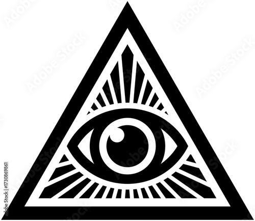 An all seeing eye of God in a stripped triangle