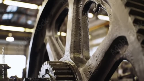 Close Up of Industrial Machinery Gears and Mechanical Parts.