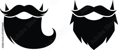 Beard and mustache silhouette illustration, decorative facial hair design, stylish grooming vector, artistic male fashion artwork, icon