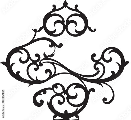 vintage floral corner ornaments. Elegant baroque frame decorations in black vector for invitations, borders, design, and décor art