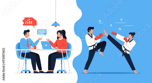 Comparing business collaboration and martial arts training effectively.