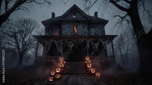 Ultra Realistic Haunted House with Halloween Decorations and Monsters