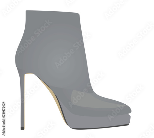 Grey women boots. vector illustration	
