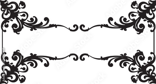 vintage floral corner ornaments. Elegant baroque frame decorations in black vector for invitations, borders, design, and décor art