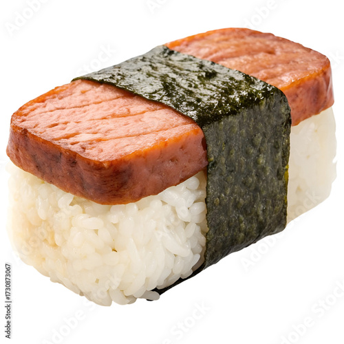 Spam Musubi Isolated on White Background