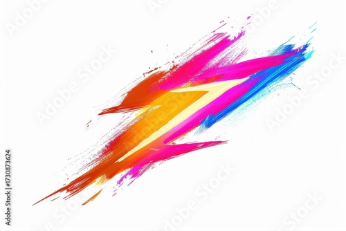 Artistic Lightning Bolt Illustration Brush Stroke Effect Energy Abstract on transparent background