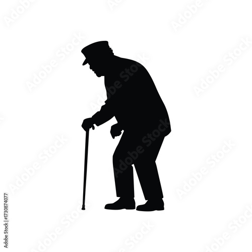 Silhouette of an elderly man walking with a cane depicting grace and experience