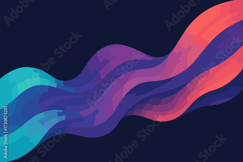 Illustration across violet blending vector turquoise dark flowing abstraction background coral waves