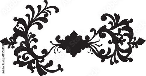 vintage floral corner ornaments. Elegant baroque frame decorations in black vector for invitations, borders, design, and décor art