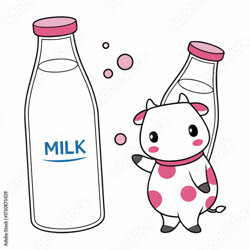 Adorable cartoon cow promoting fresh milk, a charming illustration perfect for healthy food campaigns and children's products, originally a vector graphic