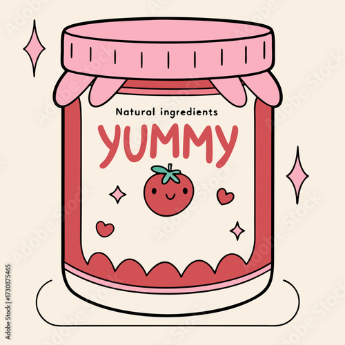 Delightful jar of homemade jam with natural ingredients, perfect for branding, food blogs, and product mockups, radiating sweetness and charm