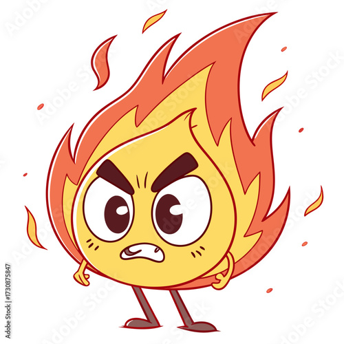 Angry fire character cartoon illustration vector design for animation and graphic design projects asset vector