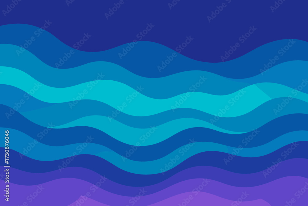 Fototapeta premium Waves layered ocean patterns indigo gradient violet illustration gradients abstract wave turquoise
