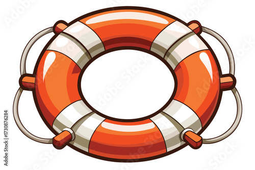 Illustration of a lifebuoy with rope outline for safety and rescue