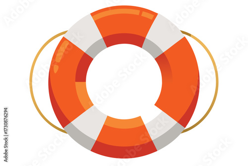 Illustration of a lifebuoy with rope outline for safety and rescue