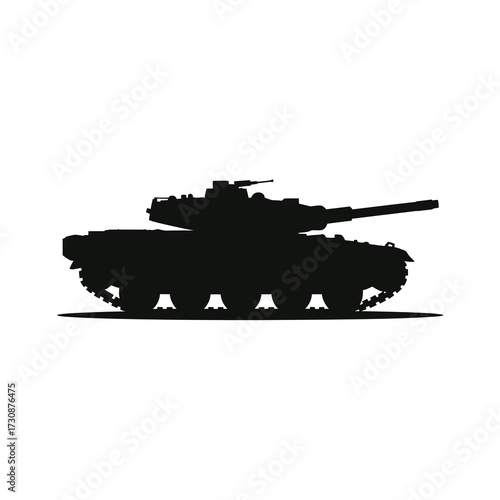 Silhouette of a powerful battle tank ready for action