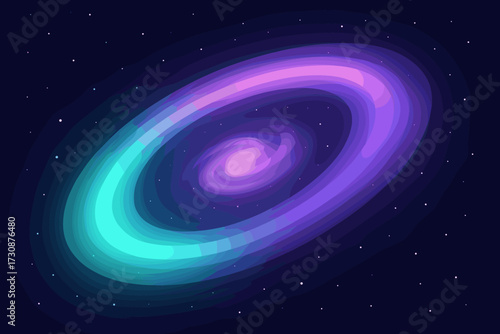 Against gradients vector dark glowing lilac turquoise space galaxy illustration