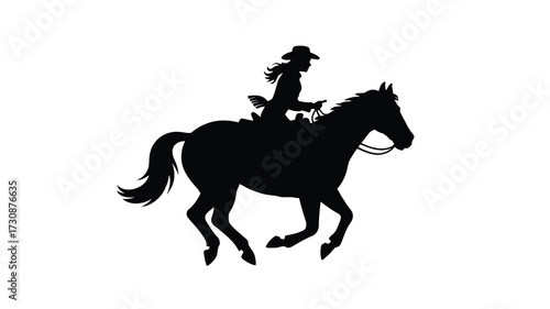 Silhouette of a cowboy riding a horse in motion